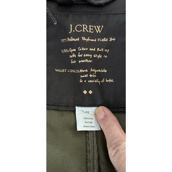 J. Crew Relaxed Boyfriend Field Jacket Womens XS Olive Snap Zip Utility Military - Picture 5 of 10